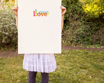 Original Letterpress Poster Letterpress Print Woodblock Poster Woodcut Print Woodblock print home Decor : Love Love Love Valentines Day Gift