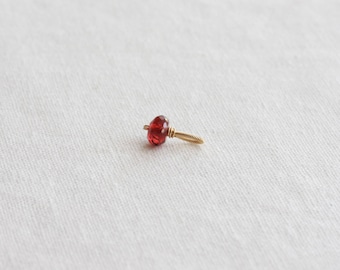Garnet charm - January birthstone charm, gold gemstone charm, wire wrapped charm for necklace, January birthday gift idea, gift for her