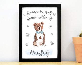 Staffordshire Dog Print, Pitbull Gifts, Staffordshire Bull Terrier, Staffy Art, Personalized Pitbull Art, Pit Bull Print, UNFRAMED