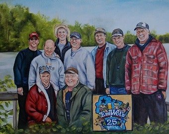 Fishermen - Custom portrait painting, group - family portrait painting on canvas