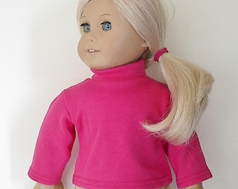 18 inch Doll Clothes Bright Pink Long Sleeve Turtleneck Made to Fit American Girl and Other 18" Dolls Available in Several Colors