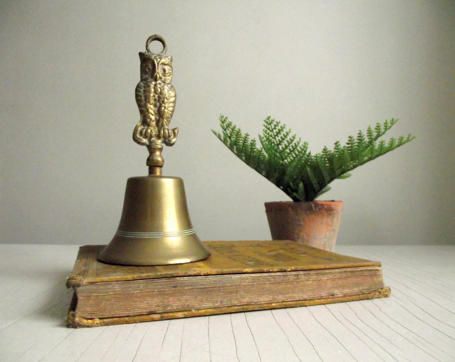Brass Owl Bell Vintage Brass Hand Bell Teachers Gift