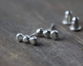 Tiny Silver Stud Earrings, Sterling Silver Post Earrings, Silver Bar Earrings, Gift for Her, Minimalist Jewelry