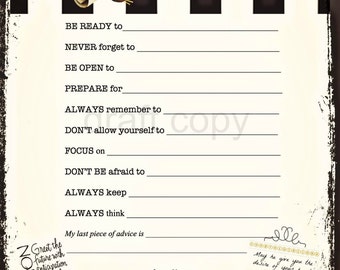 graduation wishes advice cards printable instant download