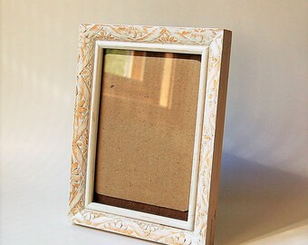 White Distressed Chippy Hand Carved Wood Frame