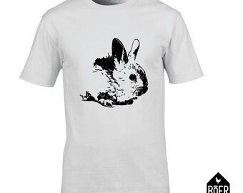 Bunny, rabbit, T-shirt, white, size S, M, L, XL