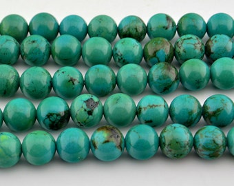 16" Viridian Turquoise Round Bead -- 8MM