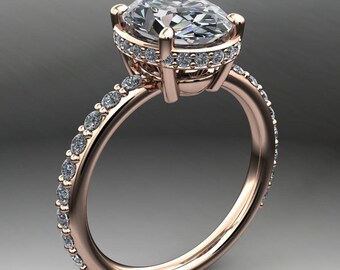lola ring - 2 carat oval NEO moissanite engagement ring, diamond wrap
