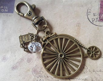 Keychain ~ penny farthing ~ ~ bronze ~.