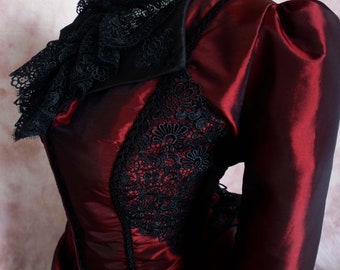 ATELIER COCON 4-pc.Brotherday Victorian Western WGT dress taffeta burgundy ** train and overskirt adjustable **