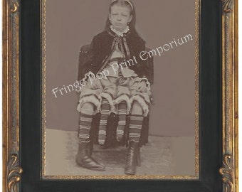 Victorian Sideshow Circus Freak Art Print 8 x 10 - Myrtle Corbin - Four Legged Girl from Texas