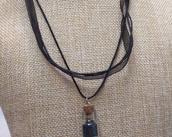 Black glitter glass vial necklace jewelry