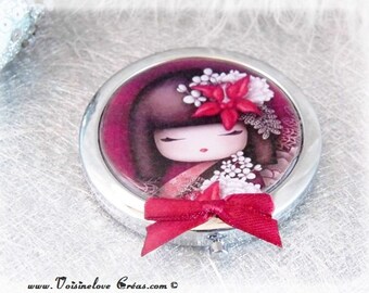 Large Pocket mirror model kawaii Kokeshi