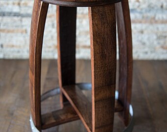 Wine Barrel Counter Stool, Red Mahogany Finish