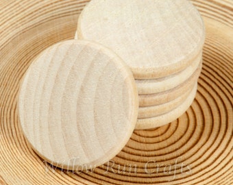 50 pcs 1 inch Wood Circle Disc, 25mm Wood Circles Smooth Edges (23-20-150)