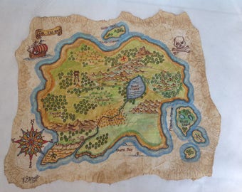Hand Painted Pirate Map