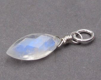 Sterling Silver Wire Wrapped Moonstone Pendant, Moonstone Birthstone Charm, Moonstone Jewelry, Fertility Charm, Stone 54