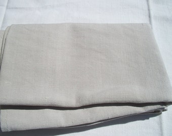 Antique French hand loomed Fabric Pale taupe Ecru Oatmeal linen lovely weave
