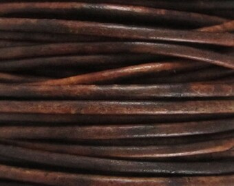 2 Yards - 1.5 mm Distressed Brown Leather Cord