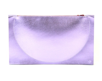 Eclipse - Handmade Lilac Purple Leather Clutch Bag Zip Pouch Purse SS17