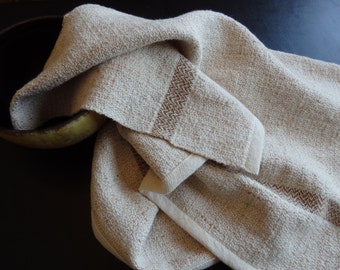 Handwoven Organic Cotton Hand Towel in Natural and Brown
