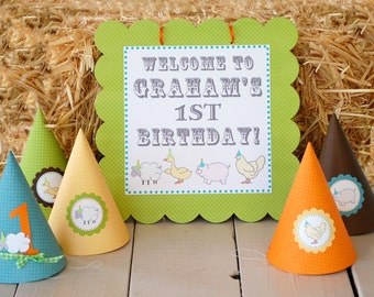 NEW The Vintage Farm Collection - Set of Six Custom Party Hats from Mary Had a Little Party