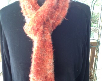 Hand-knit Fun Fur and Boucle Scarf