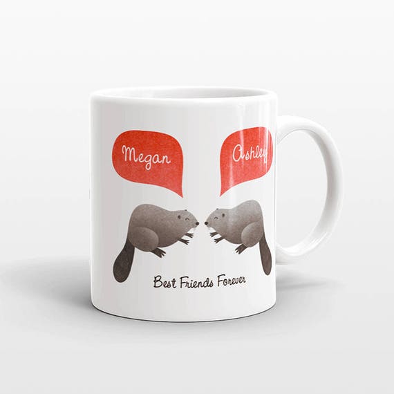 Best Friend Gift, Beaver Mug, Personalized Best Friend Mug, Animal Best Friend Coffee Mug, Unique Friendship Gift Best Friend Birthday Gift