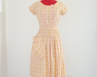 Vintage Orange Bow Day Dress