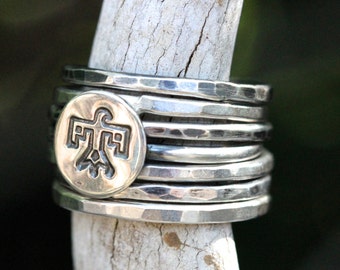Sterling Silver Stacking Ring Sterling Silver Ring Stackable Rings Thunderbird Ring Southwestern Jewelry Bird Ring Eagle Ring Hawk Ring