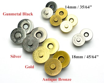 Round Double Rivet Magnetic Snap Closure Fastener Button Purse Clasp Bag Sewing 10 14 17 20mm Silver Gold Bronze Gunmetal Black