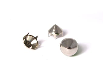 Silver, 12mm multi-pronged garment cone studs - Bag of 100