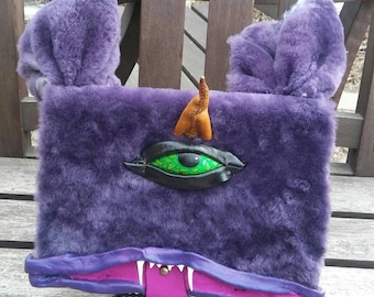 Leather journal One eyed One Horned Flying Purple People Eater OOAK