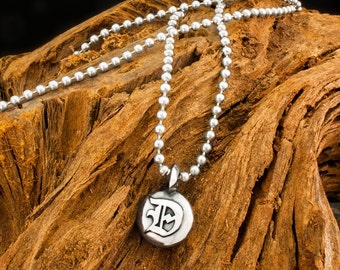 Reversible Handmade 925 Sterling Silver Dogstone Seal Pendant / Charm on a Ball Chain Necklace