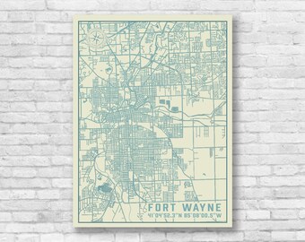 Fort wayne map art | Etsy Fort wayne map art | Etsy