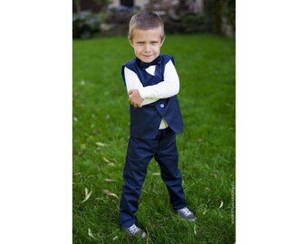 Gorgeous ring bearers outfit, Wedding costume for boys, Little gentlemen, Elegant boy costume, boys suit set, custom embroidery, navy blue