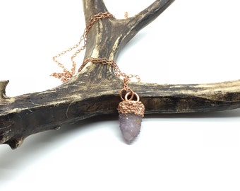 Purple Spirit Quartz in Copper | Electroformed | Layering Necklace