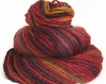 Handspun handdyed yarn Wensleydale wool single yarn
