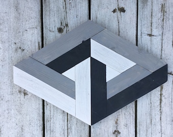 Prism-wall panel of wood, 3d optical illusion