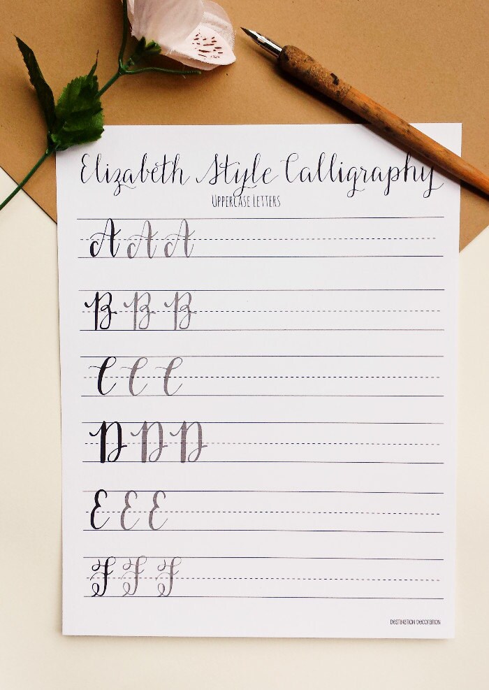 modern calligraphy practice worksheets uppercase letters