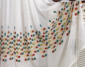 fabric voile curtains embroider cotton flower 1m