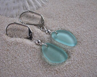 Green Sea Glass Earrings Wire Wrapped Aqua Bridesmaid Earrings Light Green Sea Glass Wedding Jewelry Beach Wedding Earrings