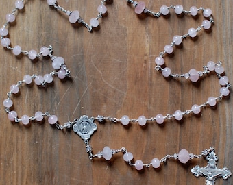 Rose Quartz and Sterling Silver Rosary