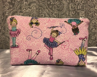 Quilted Ballerina Small Zippered Pouch