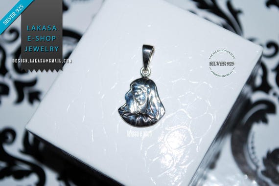 Madona Sterling Silver white Gold plated Jewelry Fine Greek Art Gifts Baby Boy Girl Shower Day Mother Religious Baptism Birthday Men Unisex