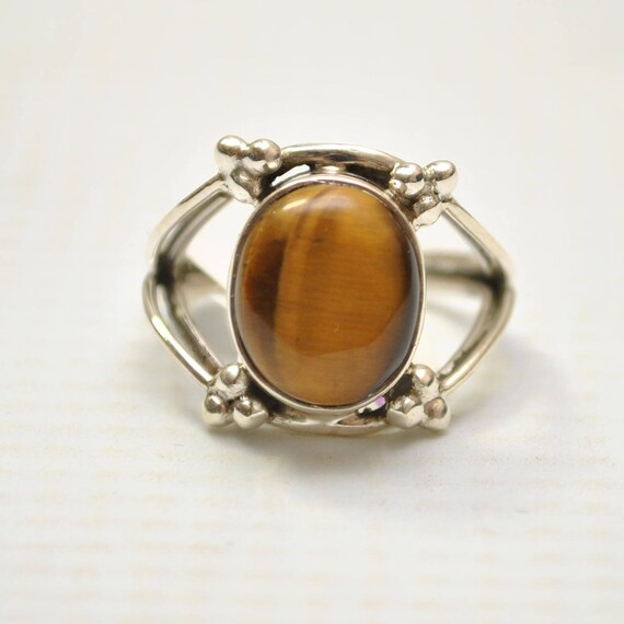 Sterling Silver Tiger Eye Sz 7 #9243