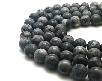 4mm Natural Scenery Jasper Beads Round 4mm Scenery Jasper 4mm Grey Jasper 4mm Grey Beads 4mm Stone Jasper Fancy Jasper