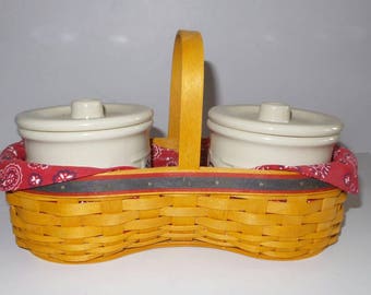 Longaberger Century Basket w/ Liner & Crocks