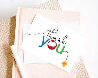 thank you card, birthday, fish, the big one, reeling in first birthday, printable, instant download