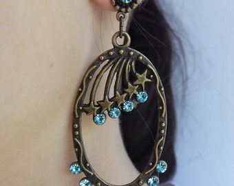 Earring Oval star Swarovski Crystal